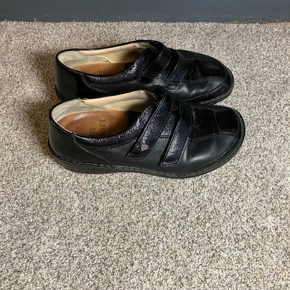 Finn Comfort Women Black Leather Comfort Strap Shoes Made in Germany US 7.5 EU38